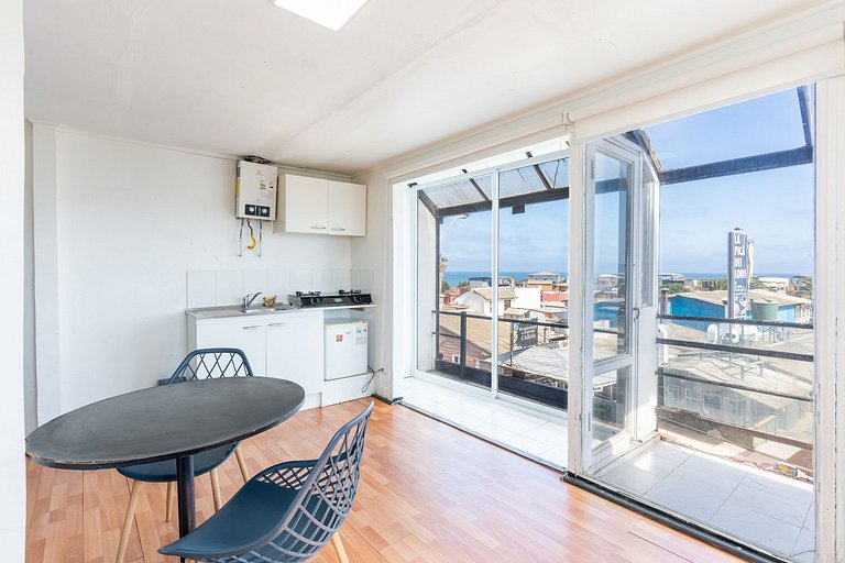 Departamento para 2 personas con vista al mar.