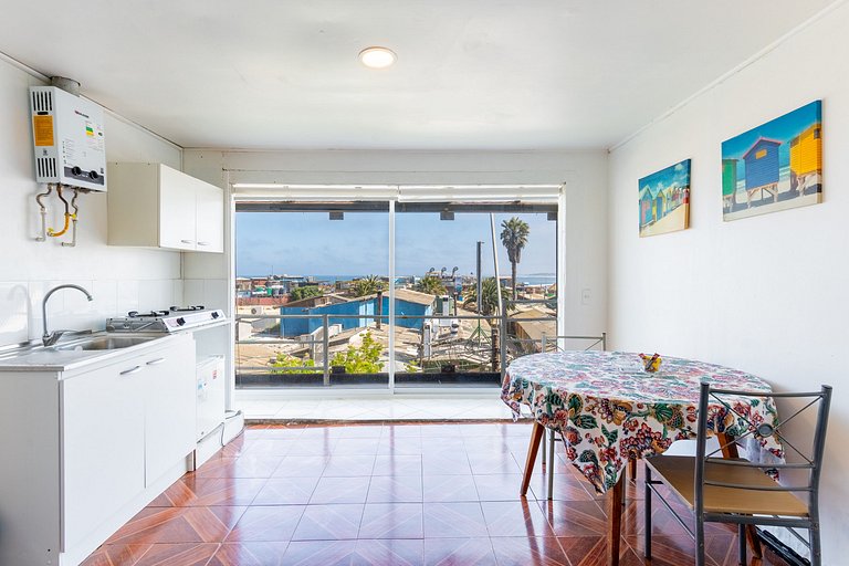 Departamento para 2 personas con vista al mar.